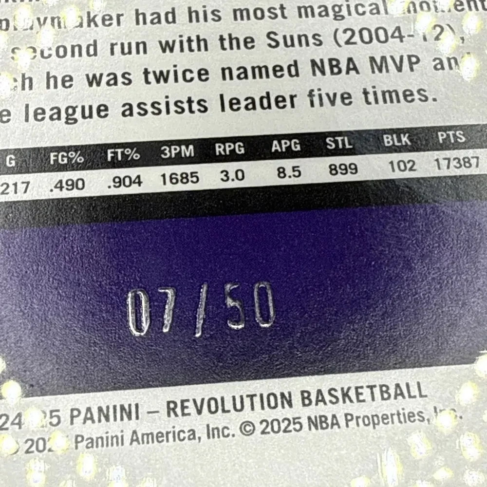 2024-25 Panini Revolution - Legends Steve Nash #152 Cubic /50 Graded 9 Mint